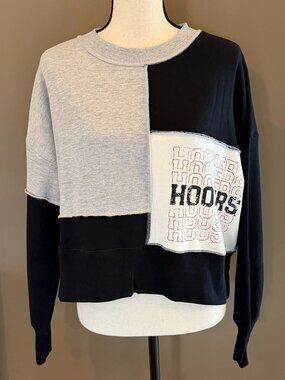Indiana University Hoosiers Game Day Black White Cropped Sweatshirt, Size Large